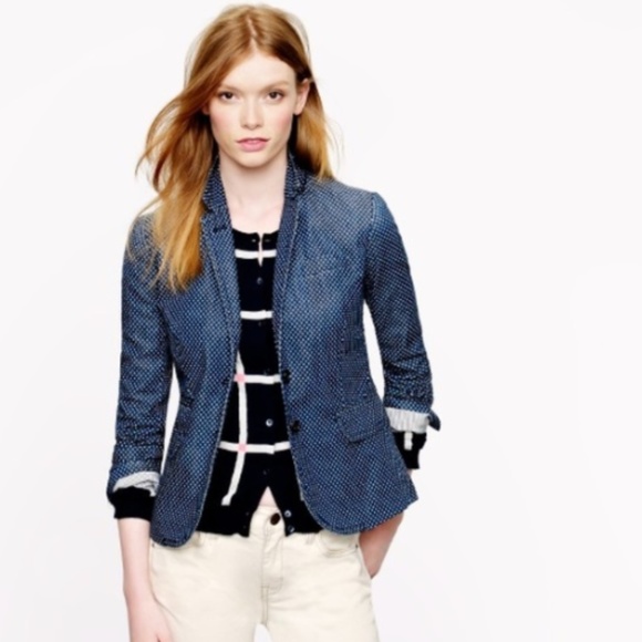 J. Crew Jackets & Blazers - J. Crew Indigo Dot Schoolboy Blazer
